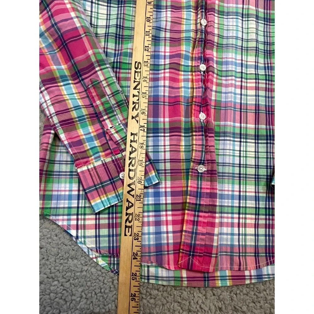 Ralph Lauren Shirt Button Down Kids M Multi-Color Plaid Long Sleeve Preppy